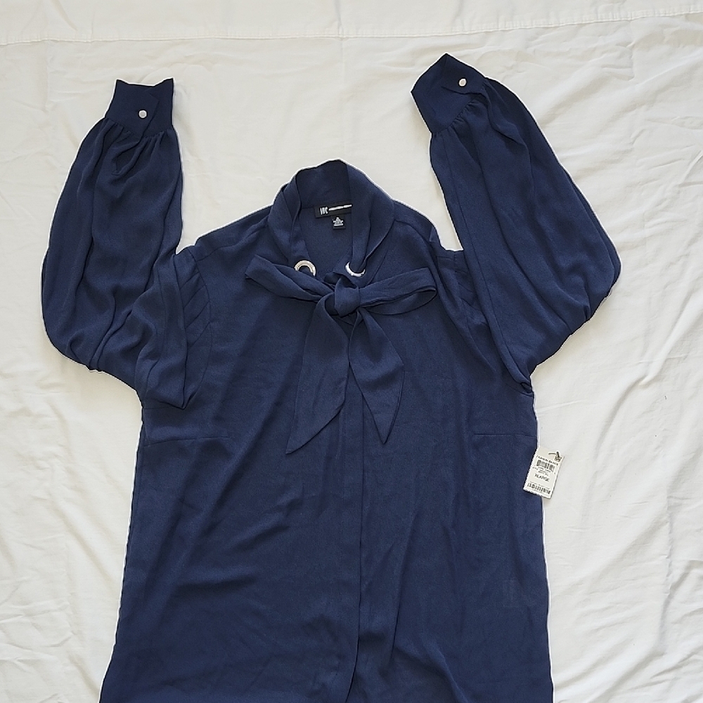 INC International Concepts Dark Blue Blouse - Picture 1 of 8